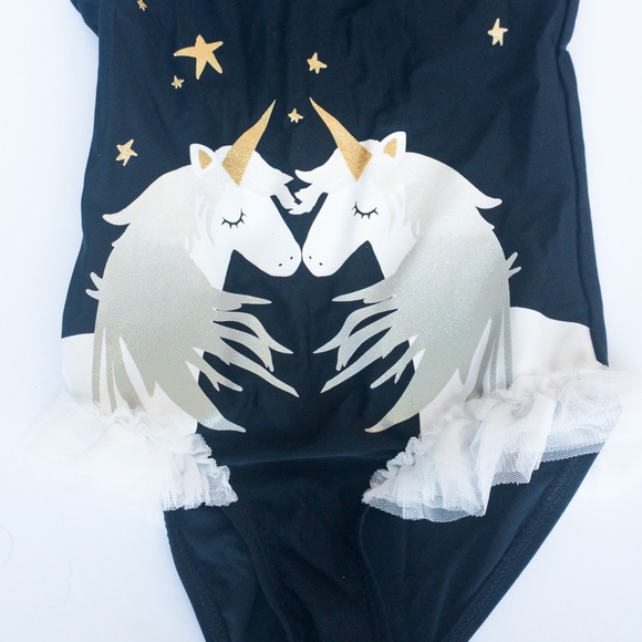 Gorgeous black & white Unicorn swimsuit size 5/6 - Picture 3 of 3